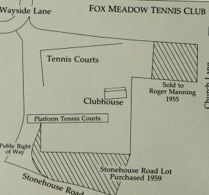 FMTC property showing land sold to Roger Manning in 1955 and parcel purchased in 1959