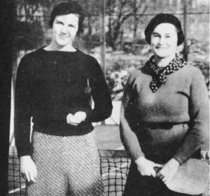 Jean Eaton (left) and Kitty Fuller, the 1935 and 1936 Women’s Champions dressed for paddle. Eaton won the Women's Singles in 1935 and Fuller won in 1937. Fuller was among the first group of individuals awarded the APTA Honor Award in 1965