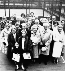 As part of its centennial celebration, the Club honored thirty-seven members who were winners of APTA titles, as well as the founders of paddle. From front, L to R, are winners or their representatives: Forest Carver, Louise Raymond, Babs Price Naylor, Ted and Madge Beck, Killy Kilmarx, Sally Auxford, Do Deland, Susie Wasch, Molly Ware, George Harrison, John Ware, Ruthie Chalmers, Laurie Nelson Ackermann, Zan Carver, Jr., Lois and Dick Hebard, Walter Close, Berkeley Johnson, Jr., Ed Raymond, Bob Brown, Ann Brown, Laura Parker, Jim Carlisle, Bob and Ollie Kingsbury, Bill Koegel, George Schmid, Marie Walker Plant, and Peter Moore.