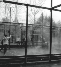 Steam rises from a heated court at the 1994 National Championships held at Fox Meadow Tennis Club.The last Men's and Women's Nationals to be held at Fox Meadow