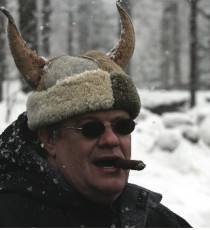 Dave Kjeldsen, founder of A2Z (later renamed Viking Athletics), with his familiar horned hat and cigar