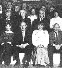 First Row: Jim Morison, Judy Macy, Bob Brown, Ann Brown, Pat Hammer, Barbara Lee Crowder. Second Row: Lila Keating, Lois Deland, John Ware, Molly Kindred. Third Row: Ed Keating, Joan Doyle, Paul Doyle, Johanna Bowen, Rod Zilenziger, Roxane Zilenziger, Chauncey Bartholet, Barbara Rau, Brook Kindred.