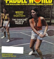 Karen (left) and identical twin sister, Kim Barker, enjoy playing summer platform tennis on a private court in New Canaan, CT. The court belonged to Herman Schaefer, a finalist in the APTA Men's Nationals, 1953