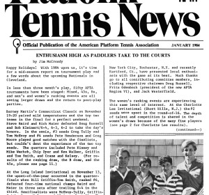 Platform Tennis News, January 1984