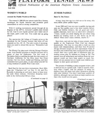Fall 1988 edition of Platform Tennis News