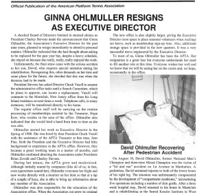 A serious accident to her son required Ginna to resign after nine successful years as Executive Director