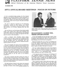 Platform Tennis News, Summer 1990. First annual APTA meeting at which members could vote for Directors.