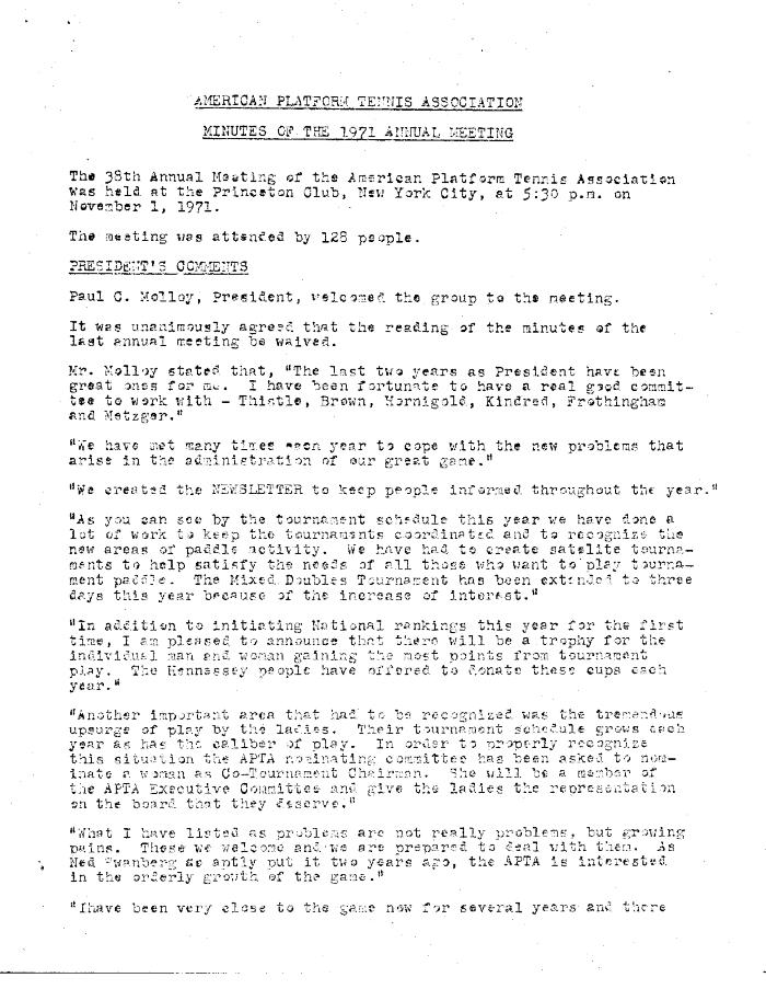 Minutes of Annual Meeting, 1971