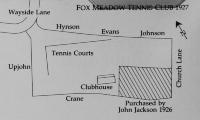 FMTC property in 1927. Shows land purchased from Emily Butler in 1923 and a parcel sold to John Jackson in 1926