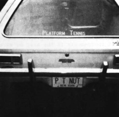 Chuck Vasoll's N.Y. license plate proudly proclaims the car owner to be a Platform Tennis enthusiast. Vasoll served as APTA President from 1988-1992.