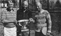 Jerry Manhold (left) and the Manhold Cup Trophy. Howard Sipe (center) and Chet Kermode.