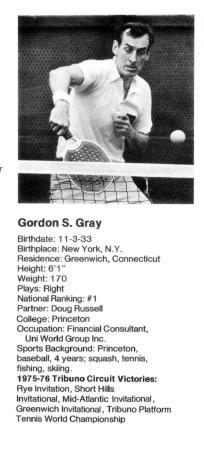 Player profile of Gordon Gray from the Tribuno Media Guide
