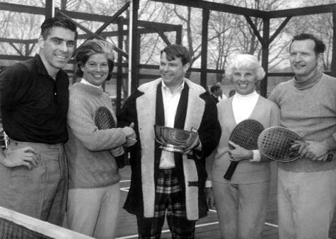 Finalists and winners of1970 Mixed Nationals. Front left: Winners: John Mangan and Susie Harris, Rich Hornigold, Finalists: Charlotte Lee, Bradley Drowne