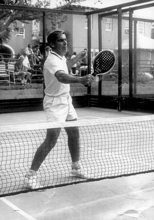 John Mangan playing in Bermuda tournament held at the White Heron Platform Tennis Club