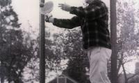Phil Osborne demonstrating paddle at Marion MA in October 1972