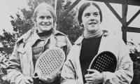 1976 Girls Fifteen and Under National Champions: Laura Parker and Becky Brown of FMTC