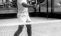 John Mangan playing in Bermuda tournament held at the White Heron Platform Tennis Club