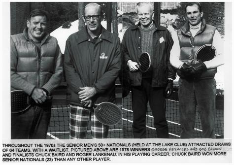 1978 50+ Winners George Reynolds and Bob Brown with finalists Chuck Baird and Roger Lankenau. In his playing career Baird won more Senior Nationals than any other player.
