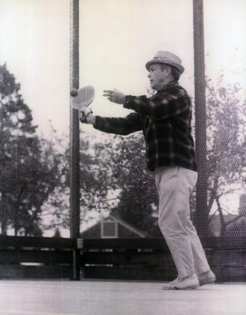 Phil Osborne demonstrating paddle at Marion MA in October 1972