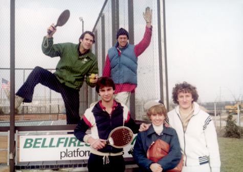 European Championships in Halpert, Holland. Gloria Dillenbeck Dodd with top Dutch tennis players who were invited to participate