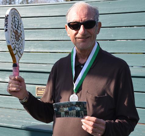 Fox Meadow member Joe Aurichio displays the evidence that the was a finalist in the 2001 Men's 145s