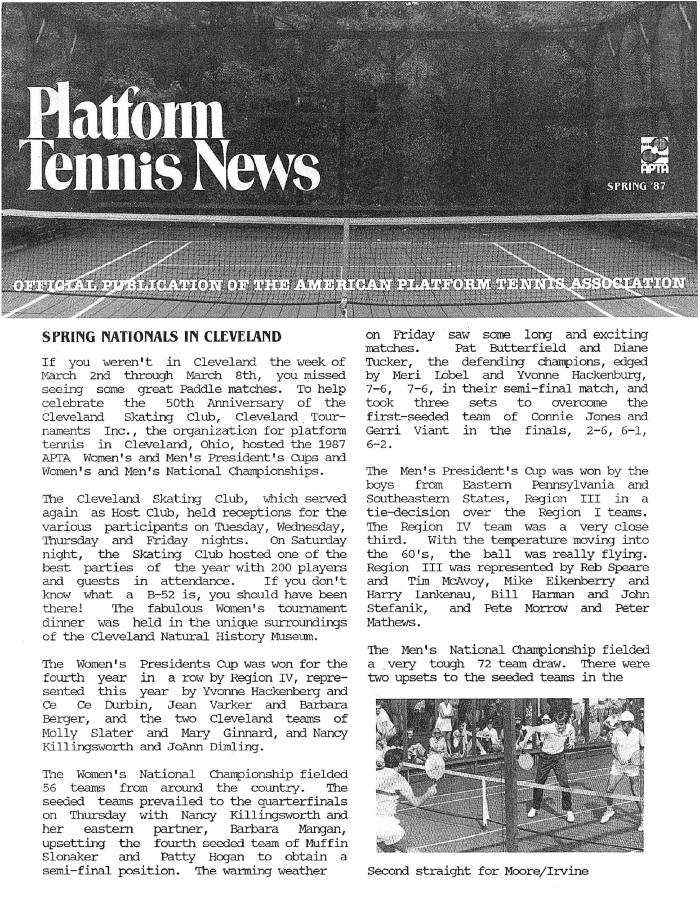 Platform Tennis News - Spring 1987