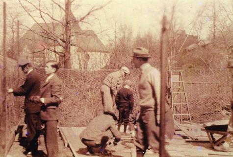 Extending the original Cogswell court in 1929 (Blanchard house can be seen at rear)