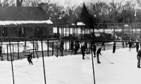 A busy day at Fox Meadow in the late 1930s. Platform tennis, hockey, and figure skating kept members out of mischief