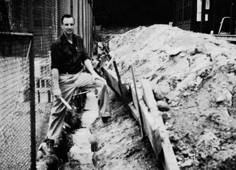 Walter Close - chief designer, foreman and construction worker for the retaining wall by the club porch