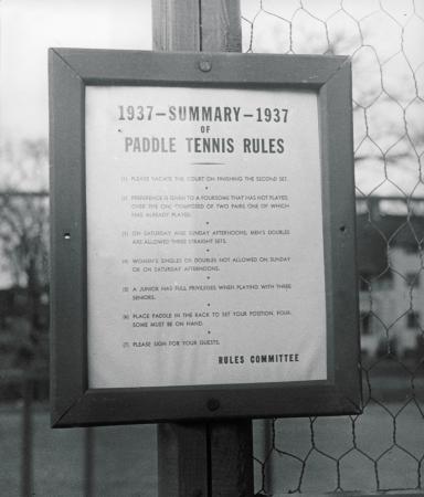 Paddle Rules at Fox Meadow Tennis Club, Scarsdale, NY in 1937