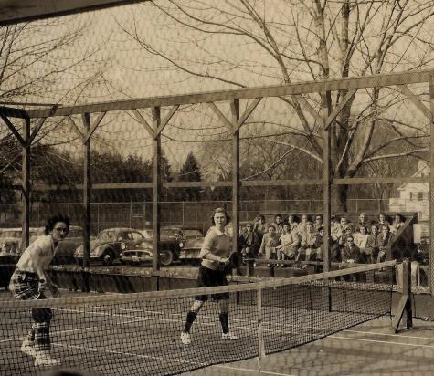 1959 Women's Nationals - Ruth Walker (left) and Barbara Koegel battle in the final. Ruth Walker was Blanchard's daughter who was married to Fred Walker (HOF 1966)