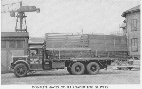 Complete Gates Court Loaded for Delivery - from Gates Paddle Tennis Court Brochure. Gates was the premier builder of courts