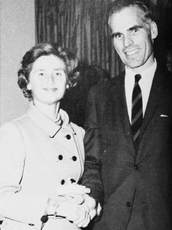 Barbara Koegel receives congratulations from John Ware at the Honors Award ceremony in 1966.