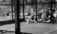 Dick Hebard in action at Fox Meadow Tennis Club, Scarsdale, NY