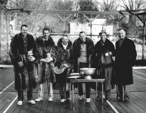 1959 Men's Nationals. Jim Gordon and Bill Cooper (champions) with Jim Carlisle and Dick Hebard (1959 finalists, but champions in 1955 and 1958). 