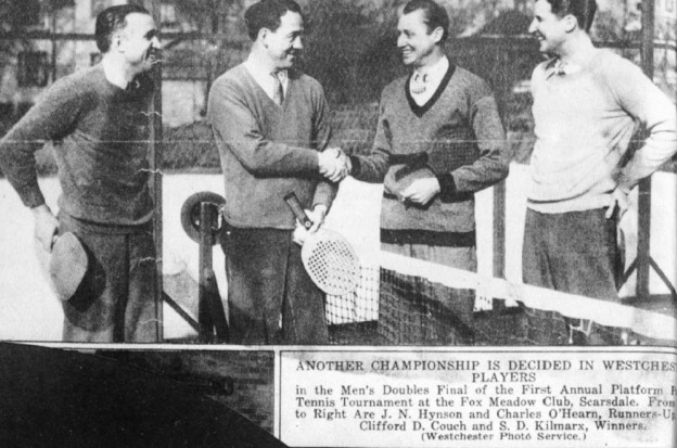 The 1935 Men’s Champions Clifford D. Couch and S. D. Kilmarx on the right and finalists J. N. Hynson and Charles O’Hearn.