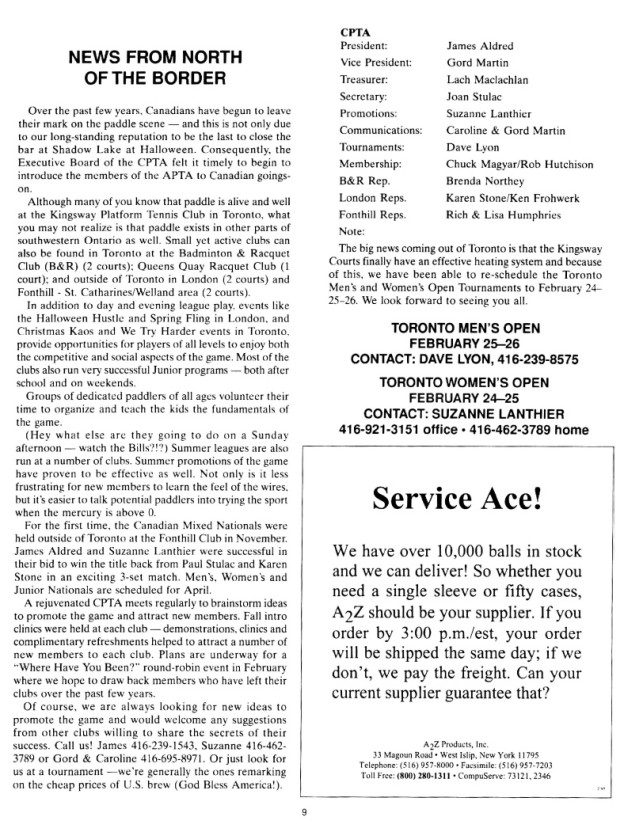 Platform Tennis News, Winter 1995