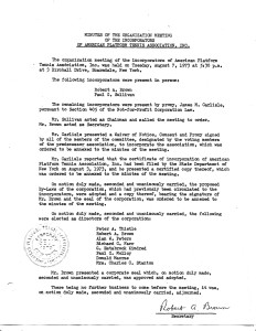APTA Minutes of Incorporators of APTA, Inc. Aug 7 1973