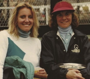 Hilary Hilton Marold (left) and Yvonne Hackenberg after winning 1980 Women's  Nationals.