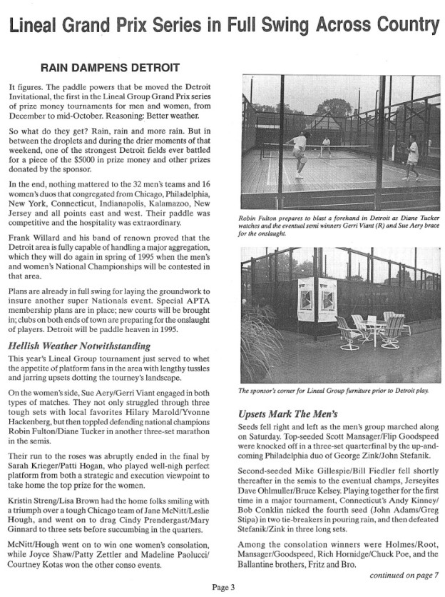 Platform Tennis News, Mid-Winter 1993