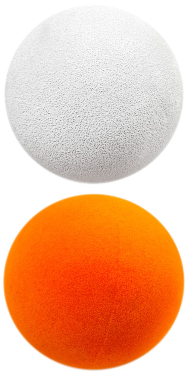 The orange ball was pioneered by John P. Ware using spray-on paint