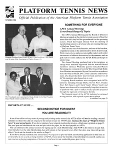 Platform Tennis News covered the changing of the guard