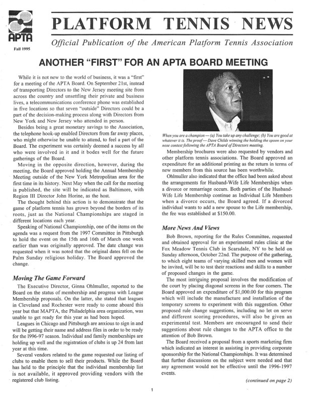 APTA Board meetings are not all work. David Childs shows his form