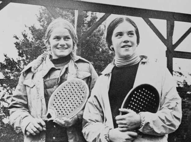 1976 Girls Fifteen and Under National Champions: Laura Parker and Becky Brown of FMTC