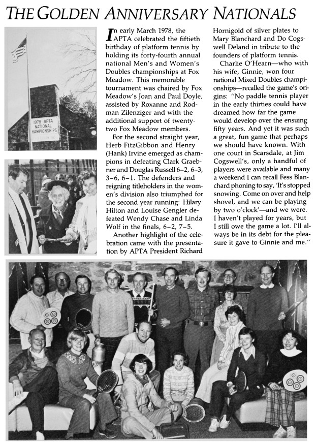 Golden anniversary of platform tennis celebration at Fox Meadow