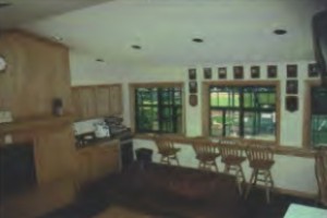 Cable television, leather couches, and a gas fireplace are featured in the Edgeworth Club's 